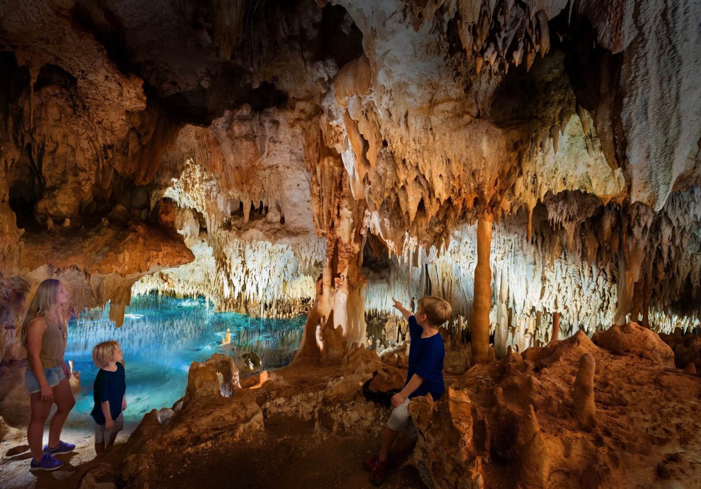 Family at the crystal lake cave