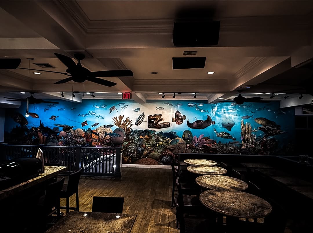 Dinner beneath the largest reef mural in Cayman